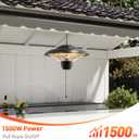 1500W Electric Patio Heater, Hanging Infrared Outdoor Heater with Carbon Fiber Heating, Waterproof Ceiling Mounted Heater for Gazebo, Porch, Garage & Covered Patio