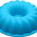 Alimat PluS Silicone Cake Pan 6 Cup, Round Fluted Cake Mold 9.8 Inch, Tube Cake Pan Silicone Baking Molds for Jello, Gelatin, Pound Cake