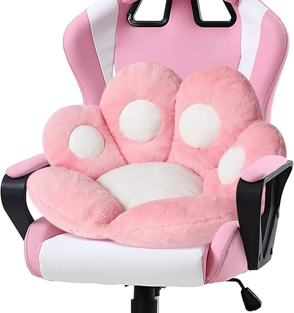 Ditucu Cat Paw Cushion Kawaii Chair Cushions 31.4 x 27.5 inch Cute Stuff Seat Pad Comfy Lazy Sofa Office Floor Pillow for Gaming Chairs Room Decor Pink (Large)