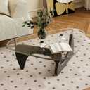 Coffee Table for Living Room Mid Century Modern Center Table with Glass Top, Black/Transparent