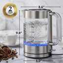 OVENTE Electric Kettle, 1.7L Double Wall Glass Tea Kettle with Stainless Steel Base, Acrylic Handle, 1500W Cordless Fast Boil Borosilicate Water Boiler, Easy Fill Lid & Auto Shut-Off, Silver KG912S