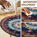 Round Fitted Tablecloth with Elastic Edge Design Table Cover Waterproof Stain-Resistant Wipeable Tablecloth Fits 61"-65" Round Tables for Camping, Picnic, Dining, Outdoor