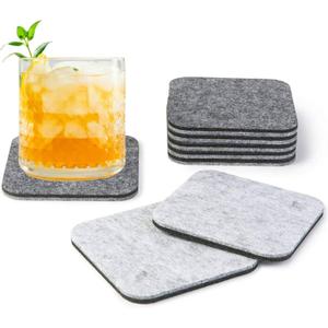 A&A Wonders Premium Felt Coasters for Drink, Two-Tone Reversible, Absorbent Felt Protects Furniture, Table, Anti Slip, Suitable for Drinks & All Table Types (Light Gray/Dark Gray, Square 6 Pack)