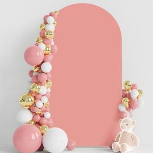 Wokceer 7.2FT Wedding Arch Backdrop Cover Spandex Fitted Wedding Arch Covers Round Top Chiara Arches Backdrop Cover for Birthday Party Ceremony Banquet Decoration Dusty Rose