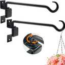 16 inch 2 Pack Swivel Plant Hangers Outdoor Heavy Duty - Black Iron Plant Hanging Hook Bracket for Flowers Baskets Pots Bird Feeder Lanterns Wind Chimes