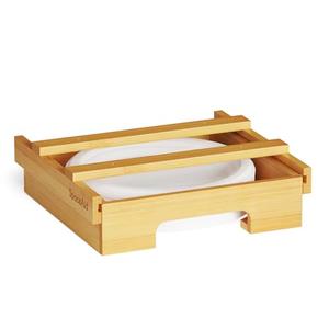 SpaceAid 10-inch Paper Plate Dispenser (Need 11.3 Inches Deep Cabinet Space) Under Cabinet Bamboo Plates Holder, Kitchen Vertical Dipensers Caddy, Bamboo