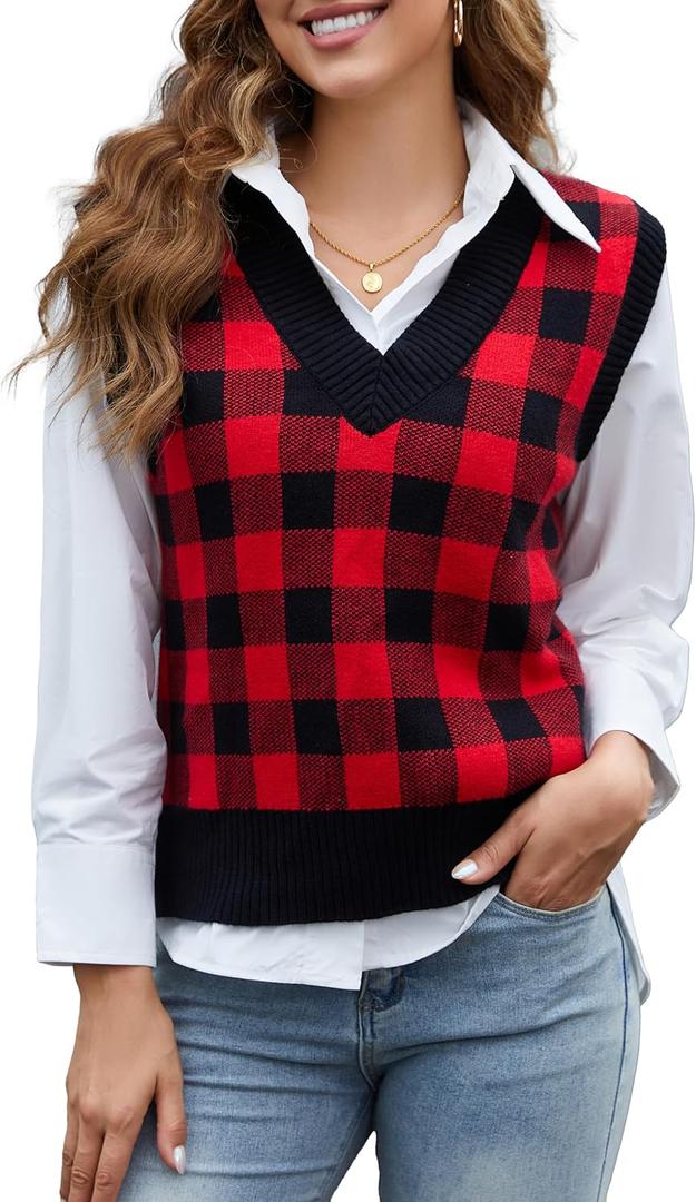 Women's Christmas Sweater Vest - Valentines, Mothers & St. Patrick's Day Outfits for Mom (M)