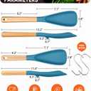Multifunction Spoon for Nonstick Cookwares, Great for Cooking and Serving, Sturdy BPA-Free Matte Silicone, Wood Handle spoonula for Mixing, Scoop, and Scrape, Turquoise(2 pack,11.4" & 13.4")