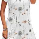 HOTOUCH Womens Casual Dress Short Sleeve Summer Dress with Pockets Round Neck Petite Dress Loose A Line Dress Hawaiian Dresses White-Print XX-Large
