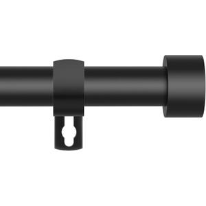 Black Curtain Rods for Windows 28 to 48 Inch, 5/8 Inch Diameter Heavy Duty Metal Stainless Steel Drapery Rods with Brackets, Modern Curtain Rod with Simple End Caps
