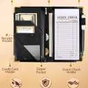 Slohif Server Book for Waitress Cute Serving Books with Zipper Pocket Accessories Leather Server Check Book Restaurant Waiter Server Booklet Ticket Book Holder Box