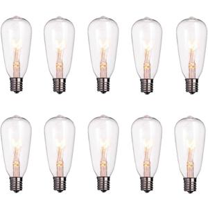 10-Pack Edison Light Bulbs ST40 Clear Replacement Bulbs-7 watts 120 Volts E17 Screw Base for Outdoor Indoor Patio Edison String Lights-Clear