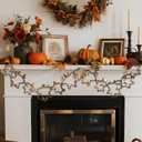 Thanksgiving Dinner Table Decoration Maple Leaves Rattan Light 3.94ft Thanksgiving Rattan Decor with Berry String Lights Battery Operated Fall Decor for Mantle Table Centerpiece Fireplace