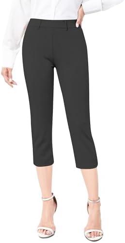 Davena Women's Dressy Capris Dress Pants Business Casual Slim Fit Lightweight Office Small, Color: Charcoal