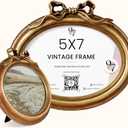 97 Decor 5x7 Vintage Picture Frame - Gold Antique Frame 5x7, Ornate Frames 5 X 7 With Glass Front For Tabletop Photo Display And Wall Hanging, Victorian Poster Frame 5 By 7