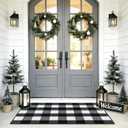 REFETONE Buffalo Plaid Rug 27.5"x43", Black and White Checkered Rug Rubber Backing Non-Slip Indoor Outdoor Rugs for Layered Door Mats, Washable Absorbent Carpet for Front Porch Farmhouse Entryway