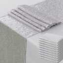 10 Pack Sequin Silver Table Runners 12 x 72 Inches - WENSINL Glitter Silver Table Runner for Party Wedding Birthday Engagement Christmas Meeting Outdoor Dining Room Event Decorations