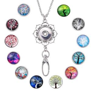 SUNNYCLUE 2 Box 24 Pcs, 2 Colors ,  Women Office Lanyard ID Badges Holder Necklace Fancy Tree of Life School Stainless Steel Badge Lanyards Breakaway Snap Buttons Charms Jewelry Pendant Clip for Teacher Nurses