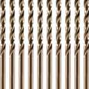 amoolo 1/8" inch Cobalt Drill Bits (10Pcs), M35 HSS Metal Jobber Length Twist Drill Bit Set for Hard Metal, Stainless Steel