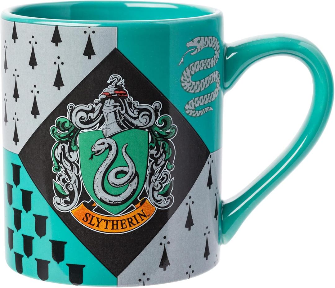 Silver Buffalo Harry Potter Slytherin House Crest, Ceramic Mug, 14oz | Hogwarts, 0.4 Liters