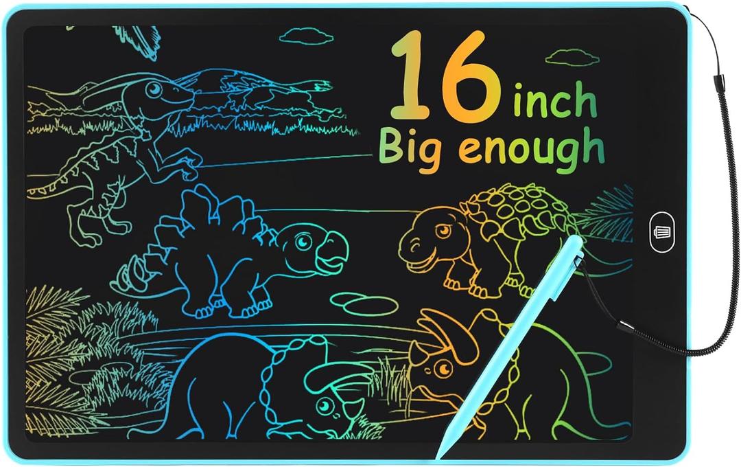 16 inch LCD Writing Tablet for Kids Adults,Colorful Drawing Pad Doodle Board School Supplies Christmas Gifts Toys for Girls Boys 3 4 5 6 7 8 Year Old Girl Boy Birthday Gift Ideas (Blue)