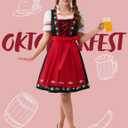 Spooktacular Creations Dirndl Dresses Women Oktoberfest Costume, Bavarian German Outfits for Halloween Parties Beer Carnival (Large, Red)