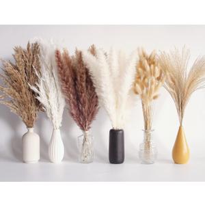 110 PCS Dried Pampas Grass Bouquet, Boho Table Decor, Bunny Tails Dried Flowers, Brown Pompas, White Pampas Grass for Wedding, Home, Rustic Party, Baby Shower Decorations