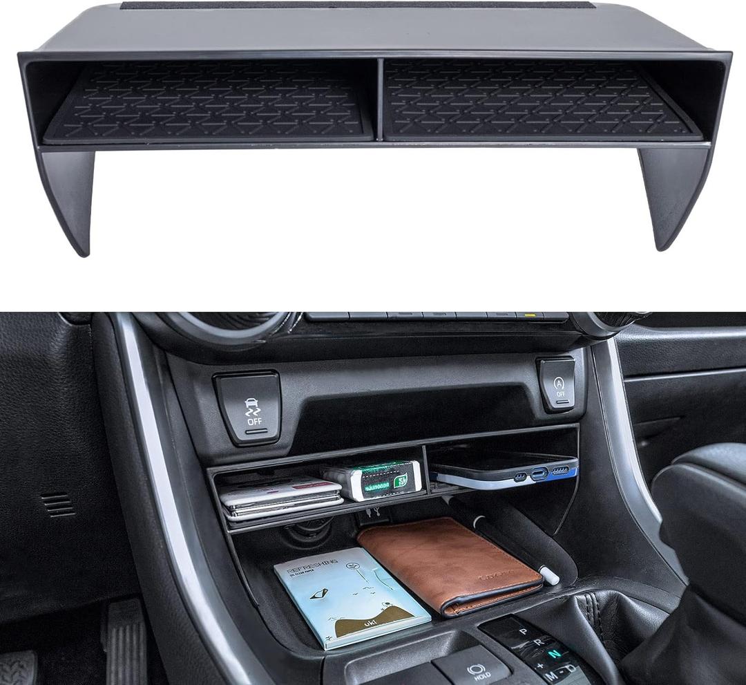 TOPINSTALL 2025 New Wider Opening Divider Compatible with Toyota Rav4 & RAV 4 Prime 2019-2025, Bigger Divider Slot Organizer for Phone with Case, Black ABS Material Storage Insert