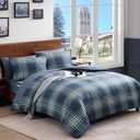 Plaid Twin XL Comforter Set, Midnight Blue Bedding Set 5 Pieces for Boys Girls Teen, Classic Farmhouse Bed in a Bag for Dorm with Sheets, Pillowcase & Sham