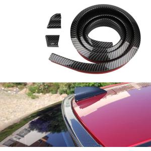 Car Rear Spoiler Roof Lip Kit, Carbon Fiber 3D Rubber Trunk Spoiler Trim Strip, Car Rear Spoiler Kit, Auto Exterior Accessories Punch-Free Installation for Most Cars