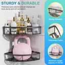 Corner Shower Caddy, 2 Pack Adhesive Bathroom Shower Corner Organizer Shelf, No Drilling Rustproof Wall Mounted Shower Storage Rack Shampoo Holder Organizer (Black)