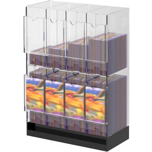 8-Slot Clear Acrylic Booster Pack Dispenser, Card Organizer with Black Base, Fits 280+ Booster Packs, 4mm Thick Display Holders for Sports, Trading Collector Cards (8-Slot (16.6" x 12" x 5.7"))