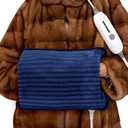 Electric Hand Warmer, Soft Flannel Heated Gloves, Hand Warmer Pouch, Heating Pad for Hands Pain Relief Fingers Arthritis for Women Men Elder Xmas Gifts, Auto Off & 3 Level, Blue