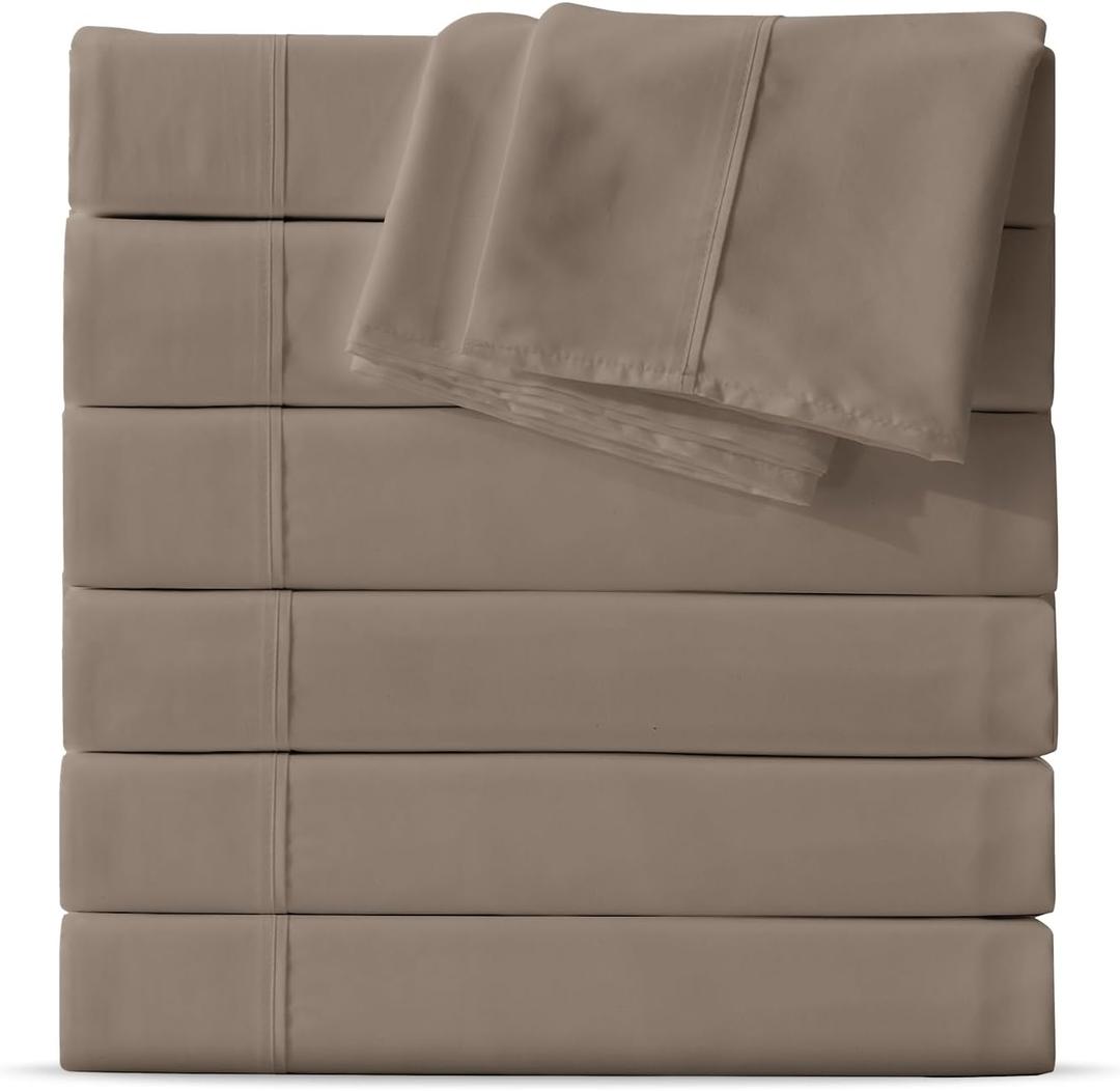 Maple&Stone King Flat Sheet 6 Pack,Premium Soft & Breathable,Brushed Microfiber Fabric,Anti-Shrinkage & Non-Fading,Bulk Flat Sheets Only King Size (Brown)