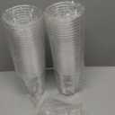 PLA 20 OZ Compostable Clear Plastic Disposable Iced Coffee Cups with Flat Lids, Biodegradable Cold Drinking To Go Coffee Cups for Party, Smoothie, Boba Tea, Slushy, Milkshake 50 Sets