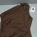 Womens' Sexy Summer One Shoulder Bodycon Long Stretchy Skin Tight Side Slit Date Night Dresses (Large, Brown)