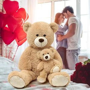 MorisMos Mom and Baby Giant Teddy Bear, 39inch Soft Large Teddy Bears Stuffed Animal Plush for Baby Shower, Tan (Light Brown)