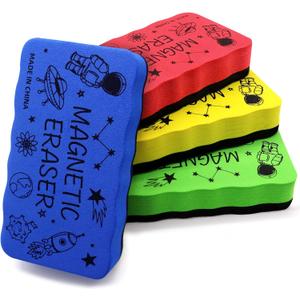 Dry Erase Eraser, Magnetic Whiteboard Eraser 4 Pack White Board Erasers, Dry Eraser for Whiteboard, Chalkboard, and Glass, Perfect for Classroom, Home, Office4 Colors