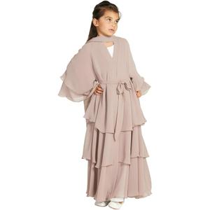IBTOM CASTLE Girls Muslim Dress Open Front Cardigan Robe Three-layered Chiffon Kaftan Islamic Abaya Kimono Dubai Maxi Dress 9-10Y IBTOM CASTLE Girls Muslim Dress Open Front Cardigan Robe Three-layered Chiffon Kaftan Islamic Abaya Kimono Dubai Maxi Dress 9-10Y