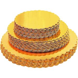 30-Pack Cake Board Rounds, Circle Cardboard Base Boards, 8, 10 and 12-Inch. Perfect for Cake Decorating, 10 of Each Size (Gold, 30)