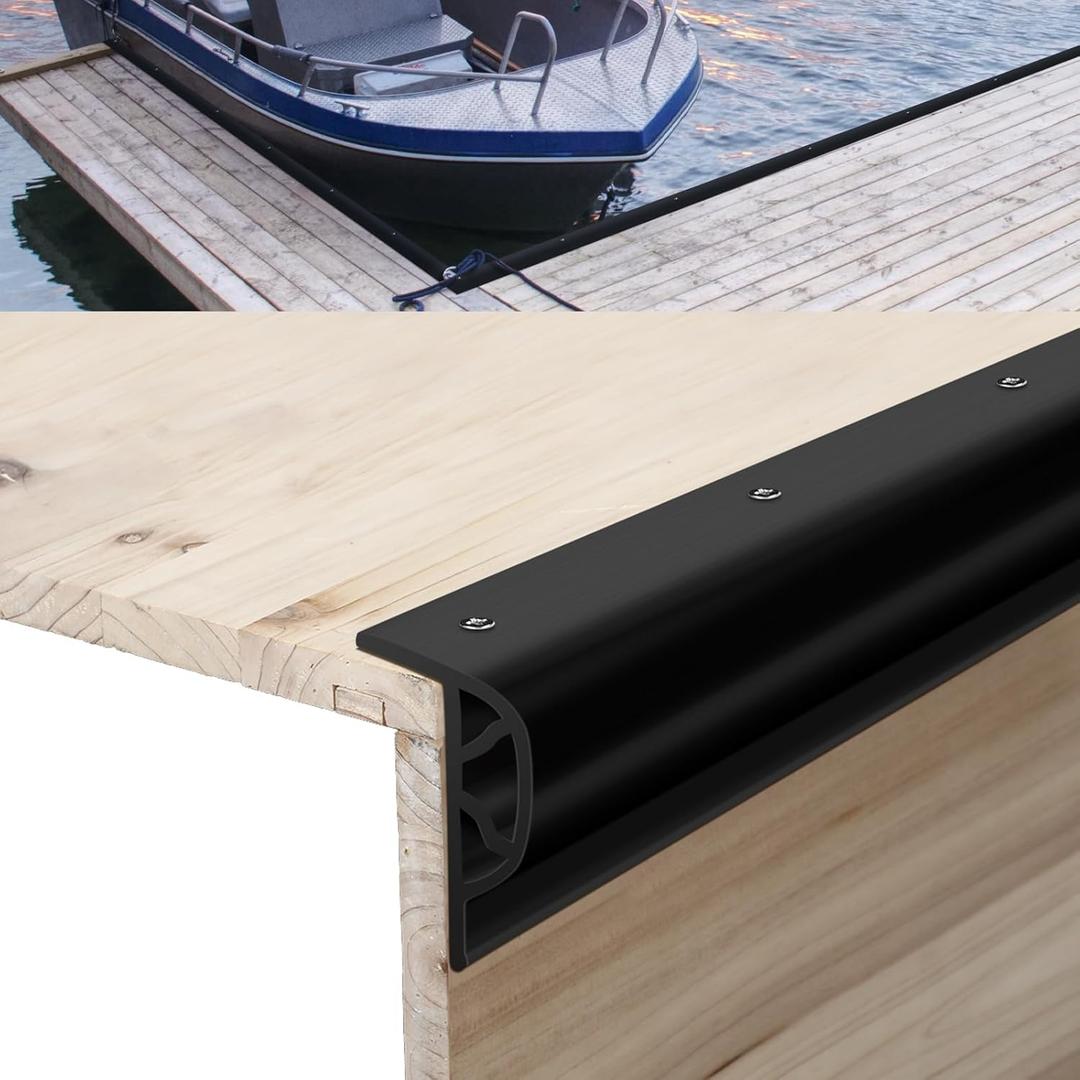 3 Pack 6 ft Dock Boat Guard P Type PVC Profile Dock Corner Bumper Marine Rub Rail Commercial Grade Double Molded Rubber Edging Fender for Protection Large Boat (Black)