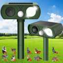 Deer Repellent Devices Outdoor for Plant, Solar Ultrasonic Animal Repellent for Yard, 2 Pack
