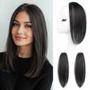 REECHO Clip in Hair Volumizer, 2PCS 12 inch Short Thick Clip in Hairpieces Adding Extra Volume Hair Extensions for Women - Off Black