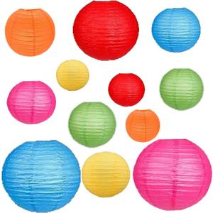12Pcs Paper Lanterns 6, 8, 10, 12,Paperlanterns Party Decoration, Colorful Paper Lanterns for Wedding, Bridal, Birthday, Outdoor, Home, Garden, Holiday and Party.
