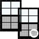 Tandefio 2 Pcs 18'' x 27'' Black Shed Window Transom Windows for Chicken Coop with Tempered Glass and Screen Household Windows with Vertical Slider and Screws for Mobile Home Sheds Barns