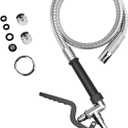 Commercial Sink Sprayer with 45 Stainless Steel Hose, 1.42 GPM Pre Rinse Sprayer, High-Pressure Dish Spray for Restaurant Use, Commercial Faucet Spray Nozzle with Adapters (Black)