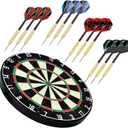 Dartboard with Staple-Free Bullseye Easily Recognizable Numbers 18g Steel Tip Darts Set 12 Steel Tip Darts 18g Mounting Kits Include