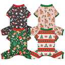 Vehomy 4-Pack Dog Christmas Pajama Xmas Dog Clothes Warm Fleece Dog Pajamas Jammies Christmas Puppy Cat Onesie Outfit Costume for Small Medium Dogs S
