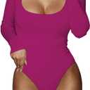 BelleLovin Women's Square Neck Long Sleeve T-shirt Basic Bodysuit Jumpsuits