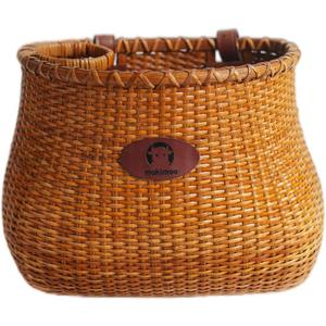 Bike Basket for Women's Beach Cruiser or Scooter The Original Wicker Bicycle Baskets with Built in Cup Holder for Front Handlebar-Classic Vintage Style Handmade Natural Rattan Wicker